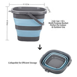 2 Pack Collapsible Plastic Bucket with 2.6 Gallon (10L) Each, Foldable Rectangular Tub for House Cleaning, Space Saving Outdoor Waterpot for Garden or Camping, Portable Fishing Water Pail