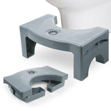 Foldable Toilet Poop Stool, 7" Heavy Duty Non-Slip Bathroom Foot Stool, Gray Curved Portable Size Fits Various Toilets