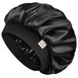 YANIBEST Bonnet for Men Hair Bonnet for Sleeping Double Layer Satin Bonnets for Black Women Curly Hair Braids,Black