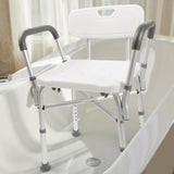Adjustable Shower Chair with Arms and Back, Heavy Duty Shower Chair for Inside Shower with Double Crossbars, Safety Bars & Rust-Proof Shower Benches for Elderly and Disabled, Anti-Slip Mat Include