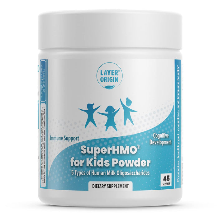 SuperHMO Prebiotic Mix for Kids - 5 HMOs for Gut, Digestion, and Cognitive Health, Powder, 45 Servings