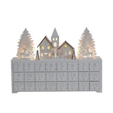 PIONEER-EFFORT Christmas Wooden Advent Calendar House with 24 Drawers Countdown to Christmas Decoration Fill Small Gifts for Kids (14.8'' x 3.1'' x10.6''., White)