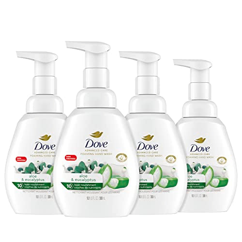 Dove Foaming Hand Wash Aloe & Eucalyptus Pack of 4 Protects Skin from Dryness, More Moisturizers than the Leading Ordinary Hand Soap, 10.1 oz