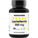 MONOHERB Lactoferrin 300 mg per Capsule - 90 Vegetarian Capsules - Made in USA