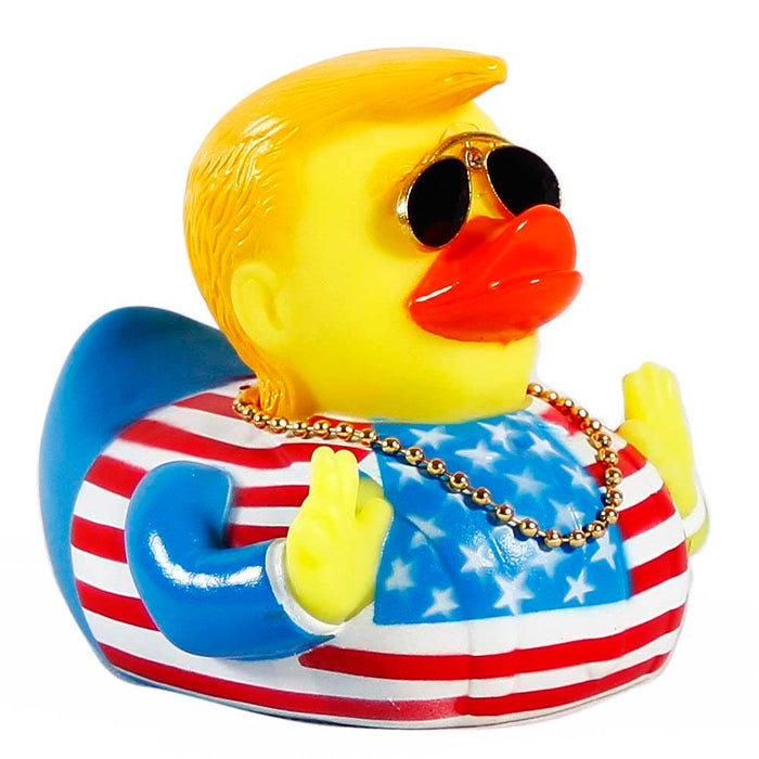 Rubber Ducks Car Duck Dashboard Decoration Squeak Trump Ducks Toys Car Ornaments Car Décor Accessories with Sunglasses and Gold Necklace(Style B)