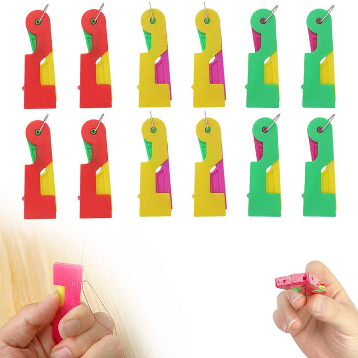 2024 New Plastic Needle Threaders,Automatic Needle Threader,Used to Quickly Thread The Thread Into The Needle Hole, Suitable for The Elderly and Those Who Like to Do Needlework(Random Color) (12 PCS)
