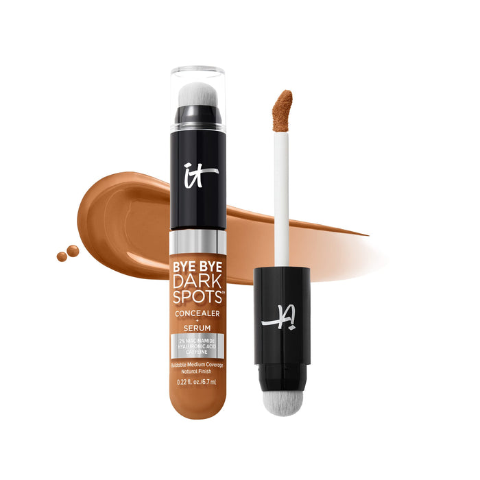 IT Cosmetics Bye Bye Dark Spots Concealer + Brightening Serum – 2% Niacinamide, Hyaluronic Acid & Caffeine - Medium Coverage, Natural Finish, All Skin Types – 44 Tan Warm, 0.22 fl. oz