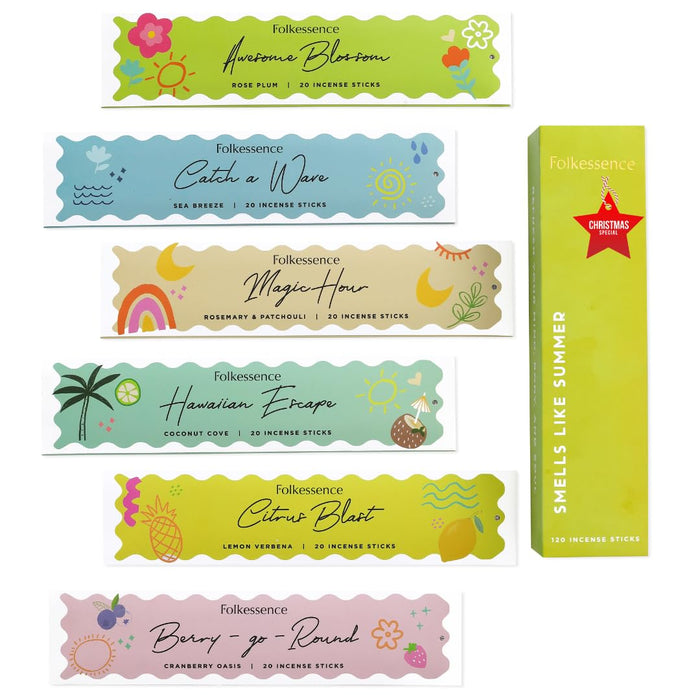 Folkulture Christmas Incense Sticks - Set of 6 (120 Sticks) - Sea Breeze, Rosemary, Patchouli Incense Sticks Variety Pack, Inscents-Sticks, Inscense-Sticks Multipack, Set