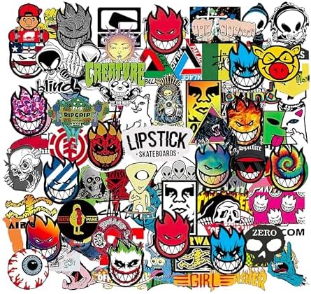 100Pcs Skateboard Stickers, Skateboading Pack Stickers for Suitcase Skateboard Laptop Computer Water Bottles Car Teens Boys Girls Decal Waterproof Sticker