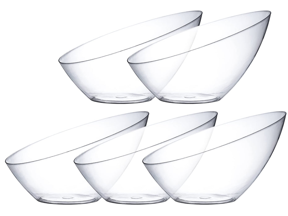 Posh Setting - Clear Plastic Serving Bowls for Party, Angled Bowls, Disposable Chip Bowls, Candy Bowls for Party Table, Salad and Fruit Bowls for Party, Wedding Serving Bowls-Clear, 20 OZ, 5 Pack