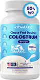 Vitamatic Bovine Colostrum Supplement 1000 mg per Serving - 50% Highest IgG - Supplement for Gut Health, Hair Growth, Beauty, Muscle Recovery, & Immune Support - 120 Capsules