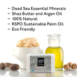 One With Nature Dead Sea Salt Soap Bar 3Pack 7Oz - Contains Magnesium, Sulfur & 21 Essential Minerals - For All Skin Types - Shea Butter, Argan Oil, Unscented. Good for Psoriasis, Eczema, Rosacea