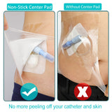 EaseToU Waterproof PD Dialysis Catheter Shower Cover 9x9 with No Glue On The Center, Peritoneal Dialysis PICC Line Chest Port Shower Protector Shield Island Bandage Dressing Accessories (Pack of 25)