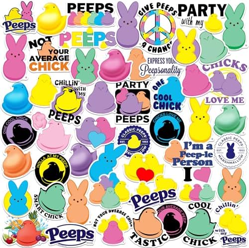 Peeps 50ct Vinyl Large Deluxe Stickers Variety Pack - Laptop, Water Bottle, Scrapbooking, Tablet, Skateboard, Indoor/Outdoor