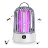 Bug Zapper Indoor or Outdoor, Rechargeable Mosquito Zapper Control Insect Fly Zapper, USB Rechargeable Mosquito Repellent Outdoor Bug Zapper, Ultraviolet and Security Grid, for Bedroom, Grey
