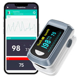 Pulse Oximeter HealthTree Oxygen Monitor Fingertip, Bluetooth Pulse Ox with Free APP, O2 Pulse Oximeter Finger and Heart Rate Monitor, 2 X AAA Batteries, Lanyard
