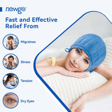 NEWGO Microwave Heating Pad for Head Tension Headache Migraine Relief Hat, Migraine Head Wrap for Sinus Pressure Relief Blue