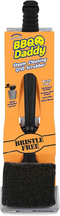 Scrub Daddy BBQ Daddy Grill Brush for Outdoor Grill - Bristle Free Grill Brush with Steel Grill Scraper + Scrub Brush - Temperature Controlled Scrubbing Power for Grill Cleaning (1 Count)
