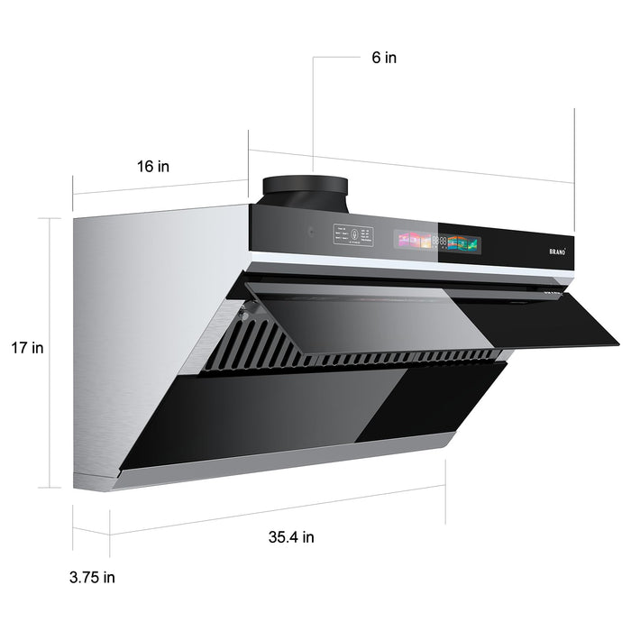 Under Cabinet Range Hood 36 inch,Range Hood 900 CFM with Voice/Gesture Sensing/Touch Control Panel,Unique Side-Draft Design for Under Cabinet Modern Kitchen Hood