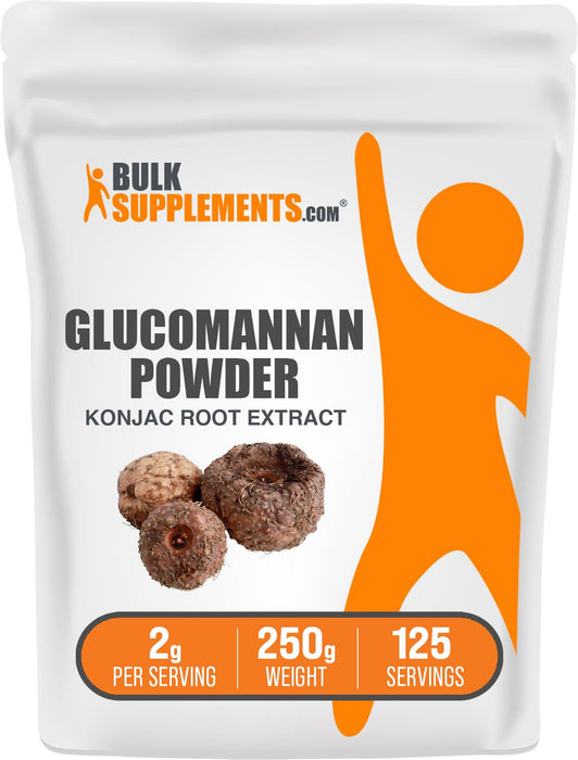 BULKSUPPLEMENTS.COM Glucomannan Powder - Konjac Root Extract Powder, Fiber Supplement Powder, Konjac Powder - Soluble Fiber Supplements, Gluten Free, 2g per Serving, 250g (8.8 oz)