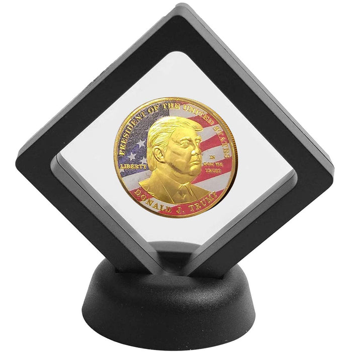 SUPIA Actual Physical Trump Coin with Gold Plating Display Iem Case and Box Collector's Set (Gold Trump Coin)