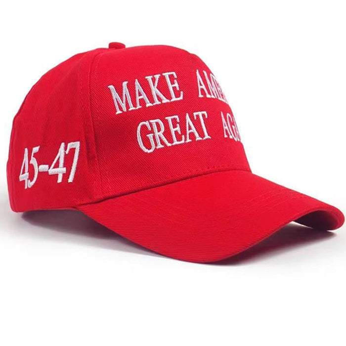 MAGA Hat Make America Great Again Donald Trump 45-47 with USA Flag Cap Adjustable 2024 Keep America Great Baseball Hat (Cotton, Red 45-47)