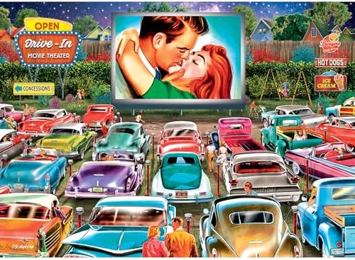 RoseArt - Back to The Past - Drive in Date Night - 1000 Piece Jigsaw Puzzle for Adults