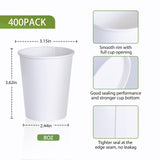 LITOPAK 400 Pack 8 oz Disposable Paper Coffee Cup, Hot/Cold Beverage Drinking Cups for Water, Paper Coffee Cups, White Paper Hot Coffee Cups, Suitable for Party, Picnic, Travel, and Events