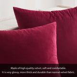 MIULEE Pack of 2 Velvet Soft Solid Decorative Square Throw Pillow Covers Set Christmas Cushion Case for Sofa Bedroom Car 20x20 Inch 50x50 cm Wine Red