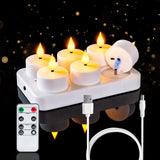 Homemory Rechargeable Tea Lights Flameless Candles with Remote Timer, Battery Operated LED Tealight Candles, USB Candles for Wedding Table Centerpiece Reception Banquet Christmas Halloween, 6-Pack