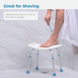 AquaSense Adjustable Non-Slip Bath & Shower Stool for Inside Shower, 20.08 x 12.2 x 14.17 Inch, White, (770-500)