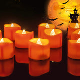 Homemory Halloween 12 Pack Orange Tea Light Candles, Battery Operated LED Tealights, Small Pumpkins Lights, Flameless, Electric Fake Tea Candles, 1.4"x1.25"