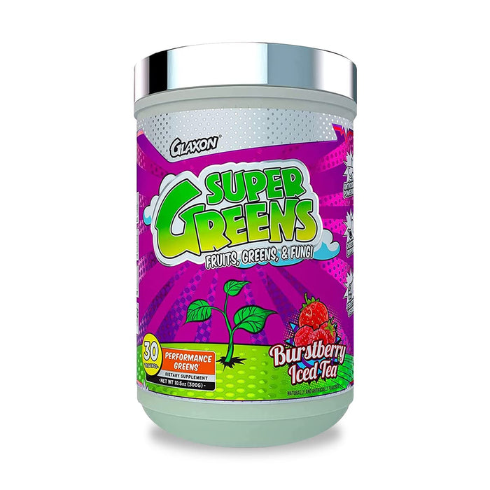 Super Greens Performance Greens Formula | Great Tasting | Fruits Greens & Fungi | Antioxidant & Digestive Support | Boost Immunity | Decrease Inflammation | 30 Servings (Burstberry Iced Tea, 10.5 oz.)