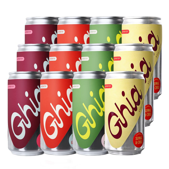 Ghia Non-Alcoholic Le Spritz Combo Variety Pack, 8 Fl Oz (12-Pack) | Mocktail & Cocktail Mixer, Zero Proof Sparkling Apéritif with Soothing Herbal Extracts | No Added Sugar, No Artificial Flavors, Caffeine-Free