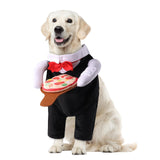 NACOCO Dog Halloween Waiter Costume - Pet Pizza Outfit Cute Funny Cosplay Clothes Apparel with Pizza Party Holiday for Small Medium and Large Dogs Cats(Black, L)