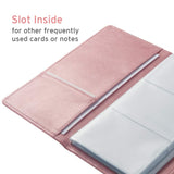 Sooez Leather Professional Business Card Book Holder Organizer, 240 Card Capacity PU Name Card Credit Cards Booklet (Pink)