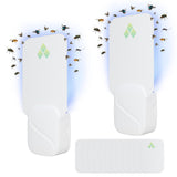 Gnat Traps for House Indoor, Fly Trap Indoor for Fruit Flies, Gnat, Moth, Mosquito, and Other Flying Insects - 2 Devices + 12 Glue Boards, Two Modes Protect 400 Sq Ft for Home