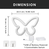 Butterfly Neon Sign for Bedroom,2 Pack Purple Butterfly Led Neon Light USB/Battery Operated Wall Decor for Party, Birthday, Wedding, Holiday, Christmas, Living Room, Bar, Bedroom, Indoor