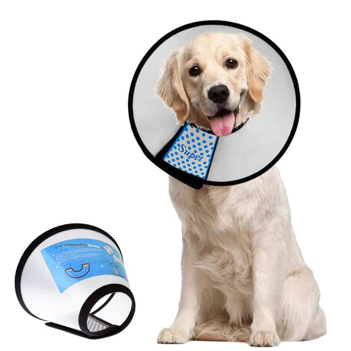 Supet Dog Cone Collar to Stop Licking, Comfortable Elizabeth Recovery Collar for Large Medium Dogs After Surgery, Soft Pet Neck Head Cone Alternative（L）