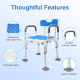 Hotodeal Shower Chair, Adjustable Height Shower Seat with Armrests and Backrest for Elderly, Disabled, Handicap, Pregnant, Tool-Free Install Support 300 lbs