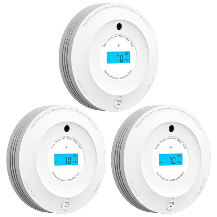 AEGISLINK Smoke and Carbon Monoxide Detector 10-Year Lifespan, Photoelectric Fire Alarm and Electrochemical CO Alarm with Test/Silence Button, with Replaceable Battery, SC240, 3 Pack