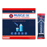 Muscle I.V. Hydration Electrolyte Drink Mix - Watermelon Peach - 16 Easy Open Single Serve Powder Sticks | Caffeine Free | Gluten Free | Soy Free | Non-GMO | 100% Vegan