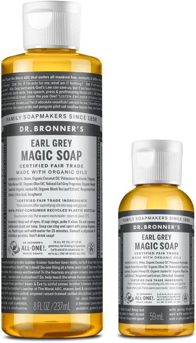 DR. BRONNER'S Magic Soap, Earl Grey Set, 8.3 fl oz (237 ml+59 ml)