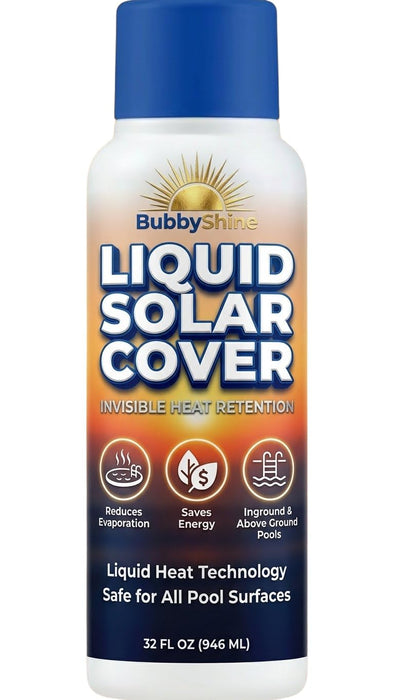 Liquid Solar Pool Cover for Inground & Above Ground Pools, 32 oz Weekly Liquid Solar Blanket for Pool, Helps Reduce Evaporation & Hold in Warmth, Invisible Pool Water Warmer, BubbyShine