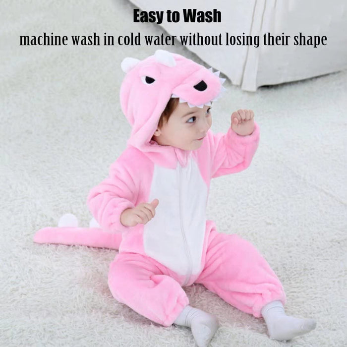 Baby Pink Dinosaur Costumes Unisex Toddler Outfit Halloween Dress Up Romper 18-24 Months