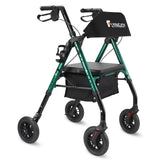 FlyingJoy Folding Rollator Walker with Seat and Extra Wide Backrest, Rollators with All Terrain Large 8-inch Wheels for Seniors, Rolling Walkers with Cup & Cane Holder, Supports up to 300 lbs (Green)