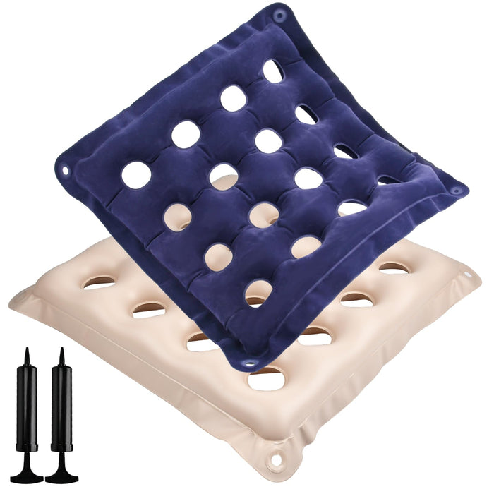 Lainballow 2 Pcs Inflatable Seat Cushions, 18.5 * 18.5'' Waffle Cushion, Pressure Sore Cushions with 2 Inflatable Pump, Inflatable Waffle Cushion Pressure Sore Chair,Prolonged Sitting,Pressure Relief