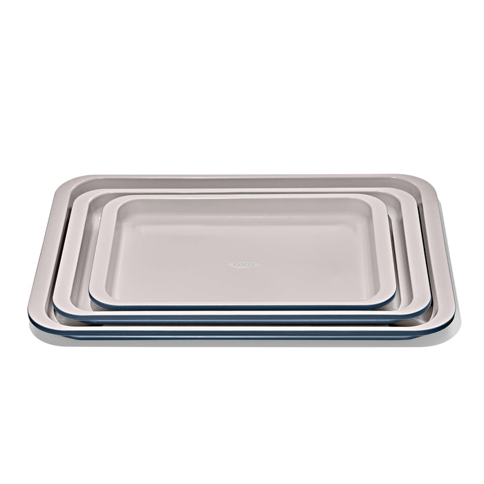 OXO Good Grips Non-Stick Pro Ceramic Coated Metal Bakeware 3-Piece Sheet Pan Set – Storm Blue