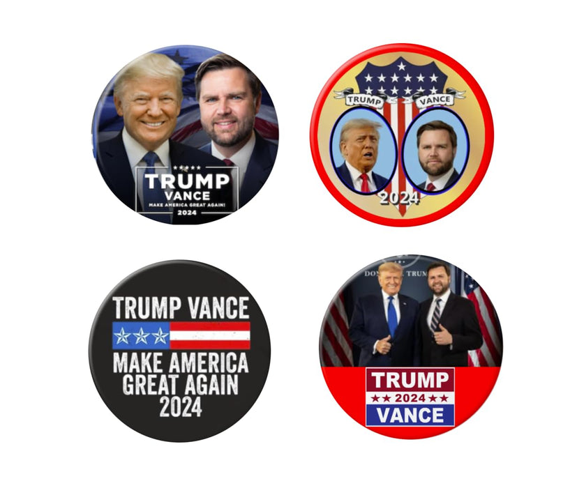 Trump Vance 2024 buttons - 4-pack (2.25 inches) - Trump Vance 2024 pins (BUY 2, GET 1 FREE PROMOTION)