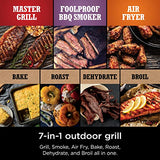 Ninja OG701 Woodfire Outdoor Grill, 7-in-1 Master Grill, BBQ Smoker, & Outdoor Air Fryer plus Bake, Roast, Dehydrate, & Broil, Woodfire Technology, with All Purpose Blend Pellets